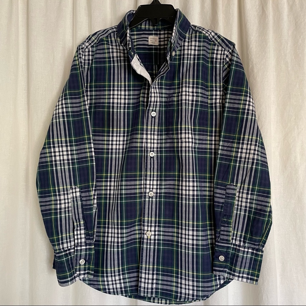 Crewcuts boys blue plaid button down shirt size 10